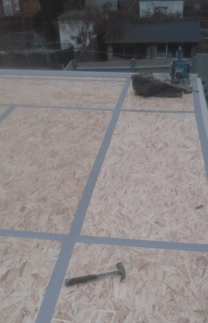 New timber deck laid ready for a GRP flat roof