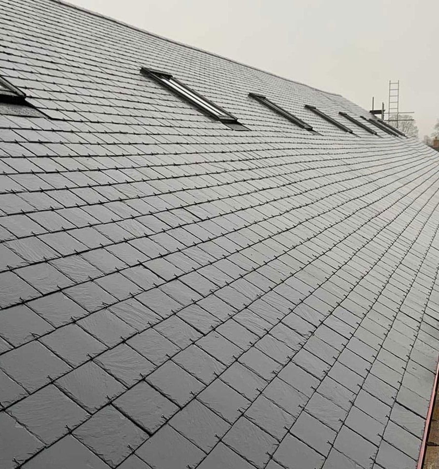 New slate roof with roof windows